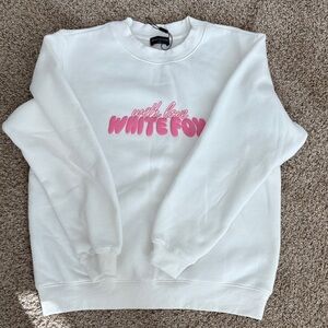 White Fox Boutique White and Pink Crew Neck Sweater